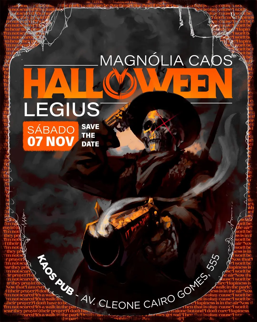 Flyer de Legius e Magnólia Caos