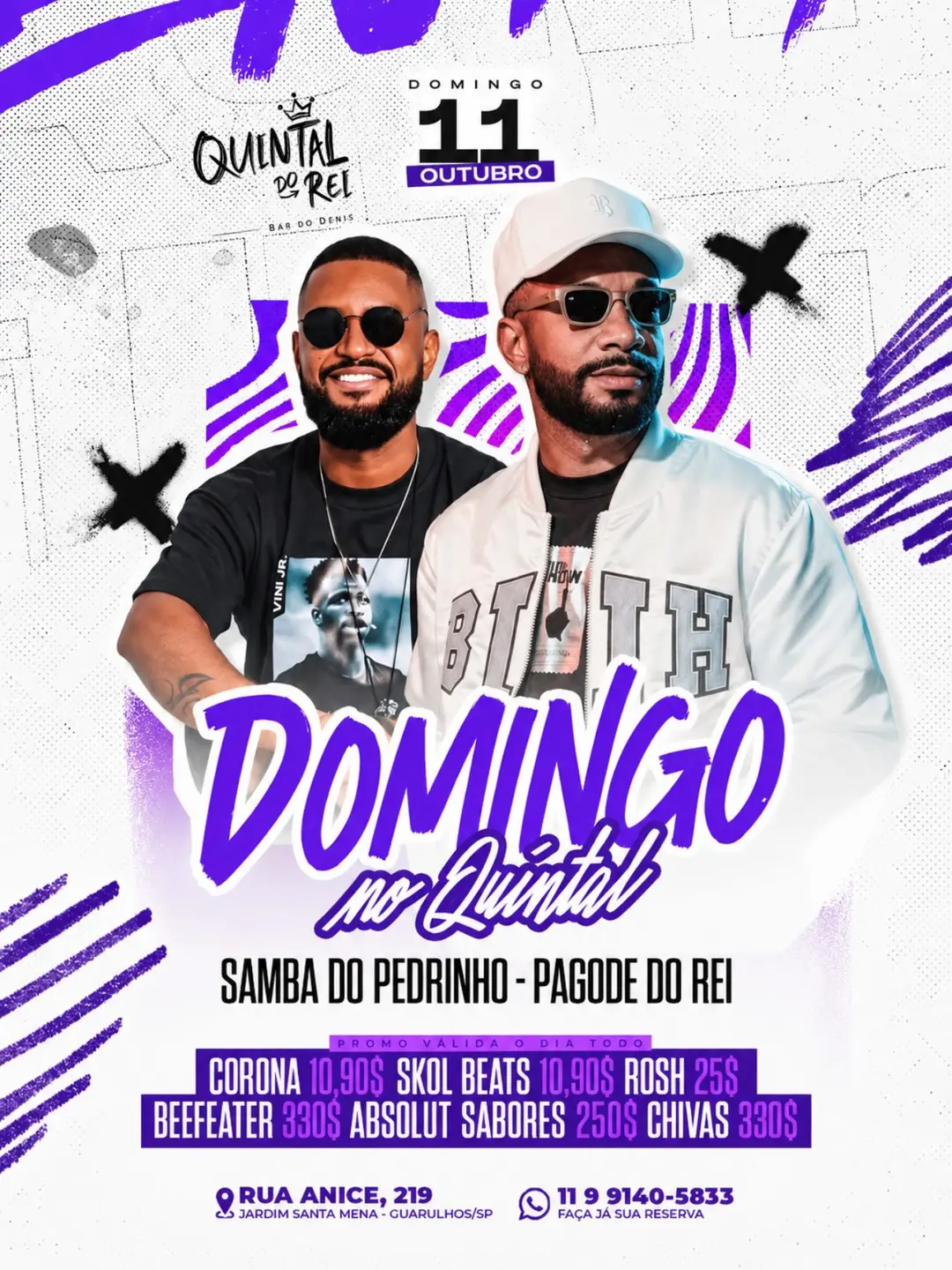 Flyer de Samba do Pedrinho, Pagode do Rei e Zé Digão