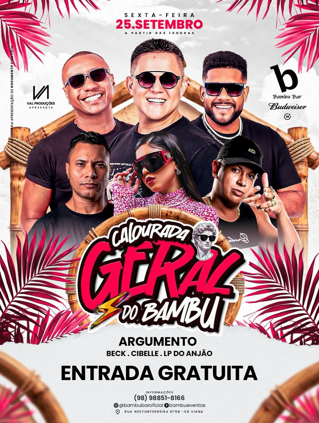 Flyer de Grupo Argumento, Cibelle Camilo, BECK e LP DO ANJÃO