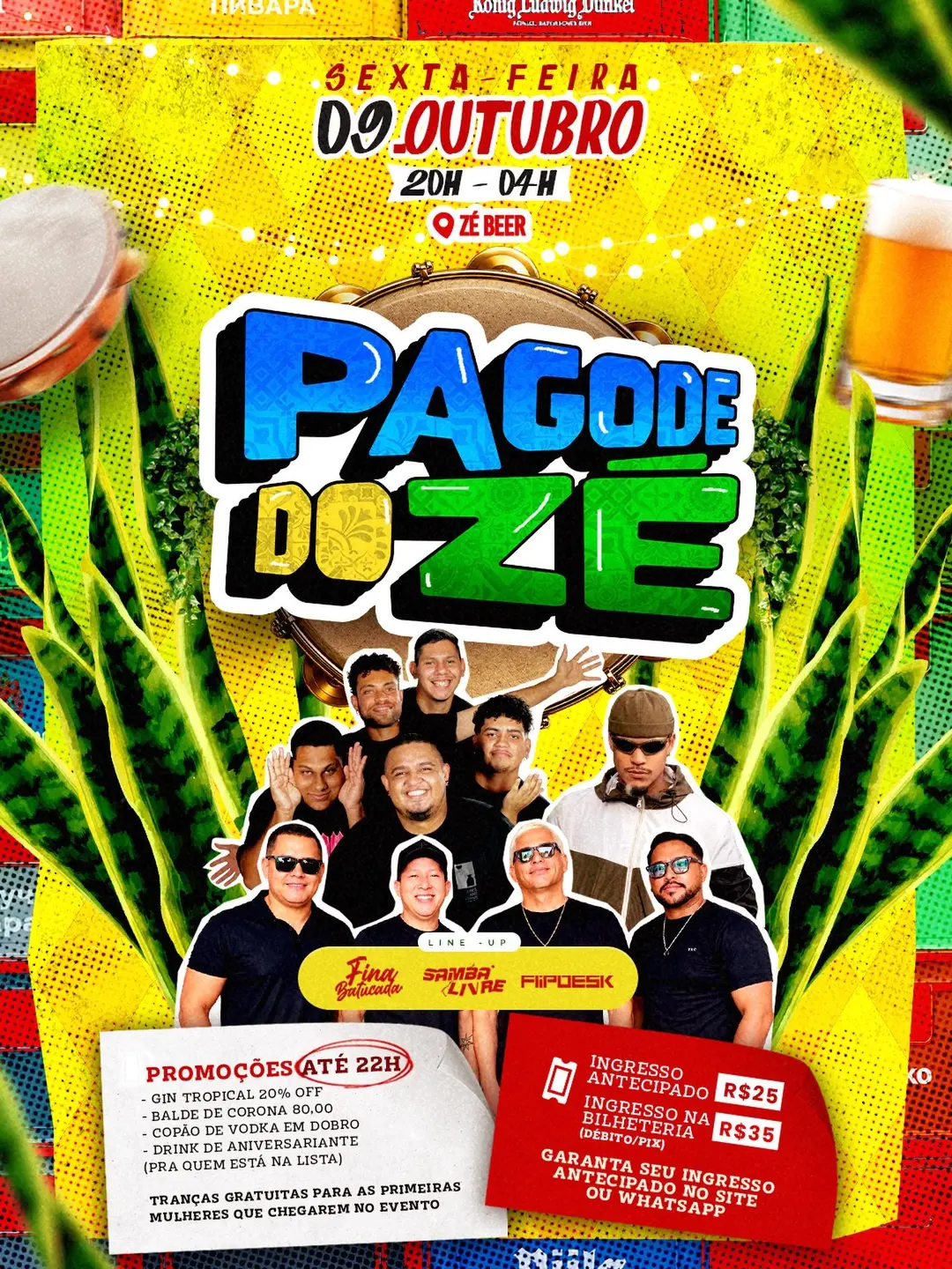 Flyer de Fina Batucada, Samba Livre e FlipDesk