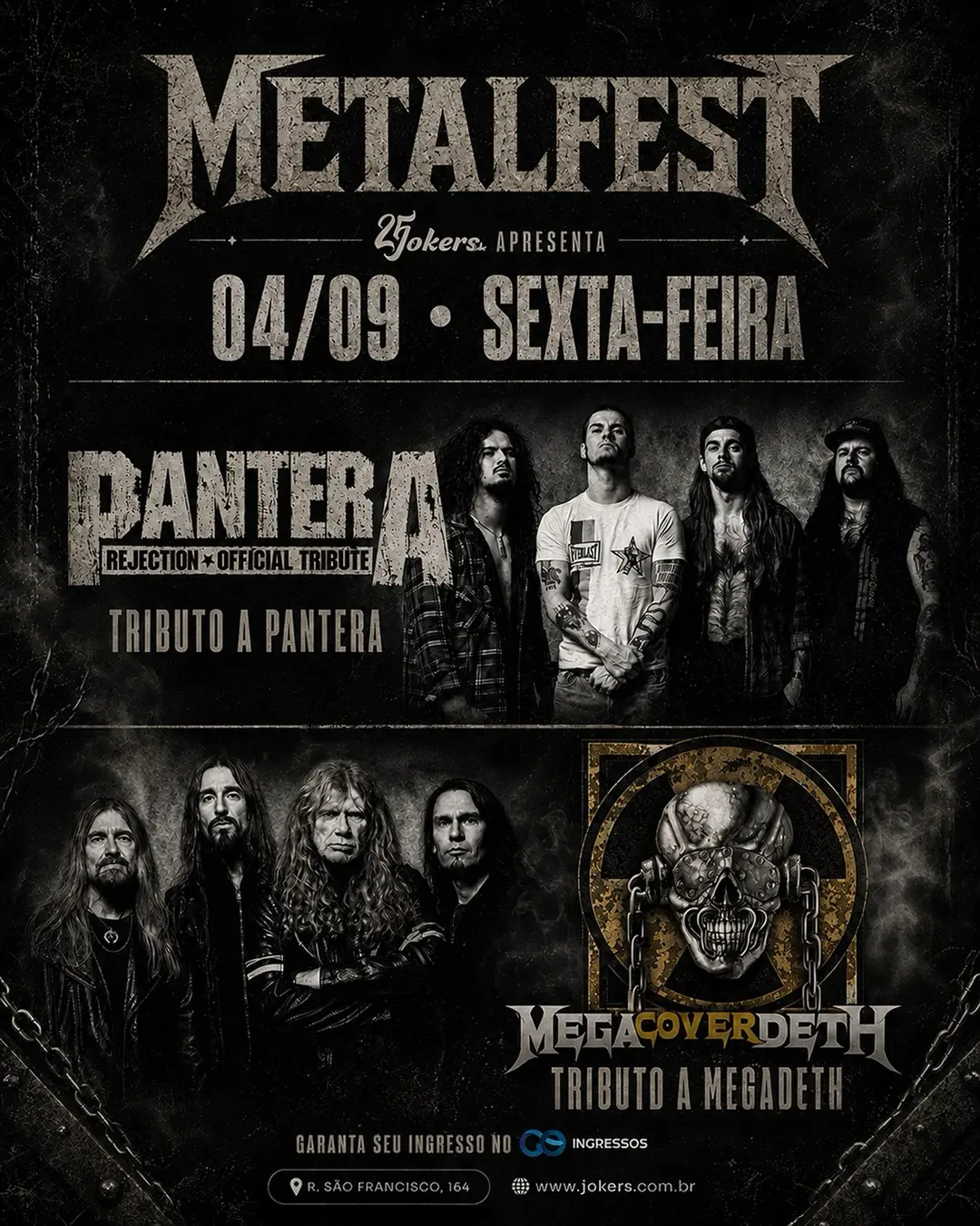 Flyer de PanterA Cover Brazil e megadethcoverbrasil