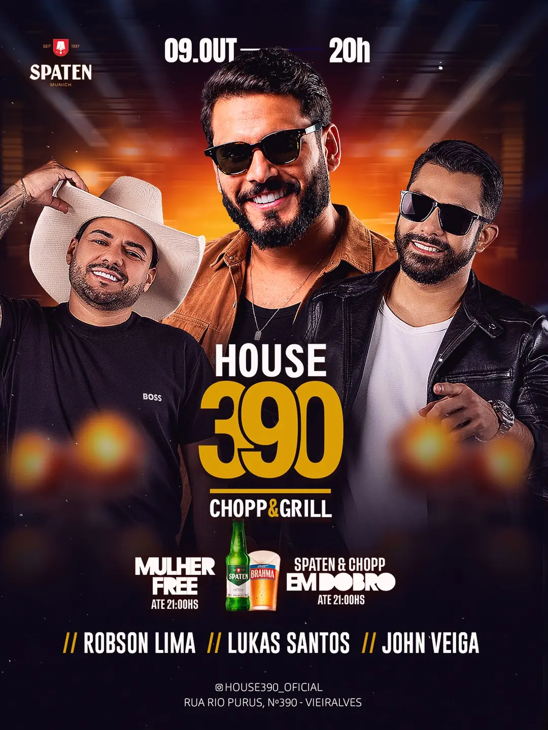 Flyer de Lukas Santos, John Veiga e Robson Lima