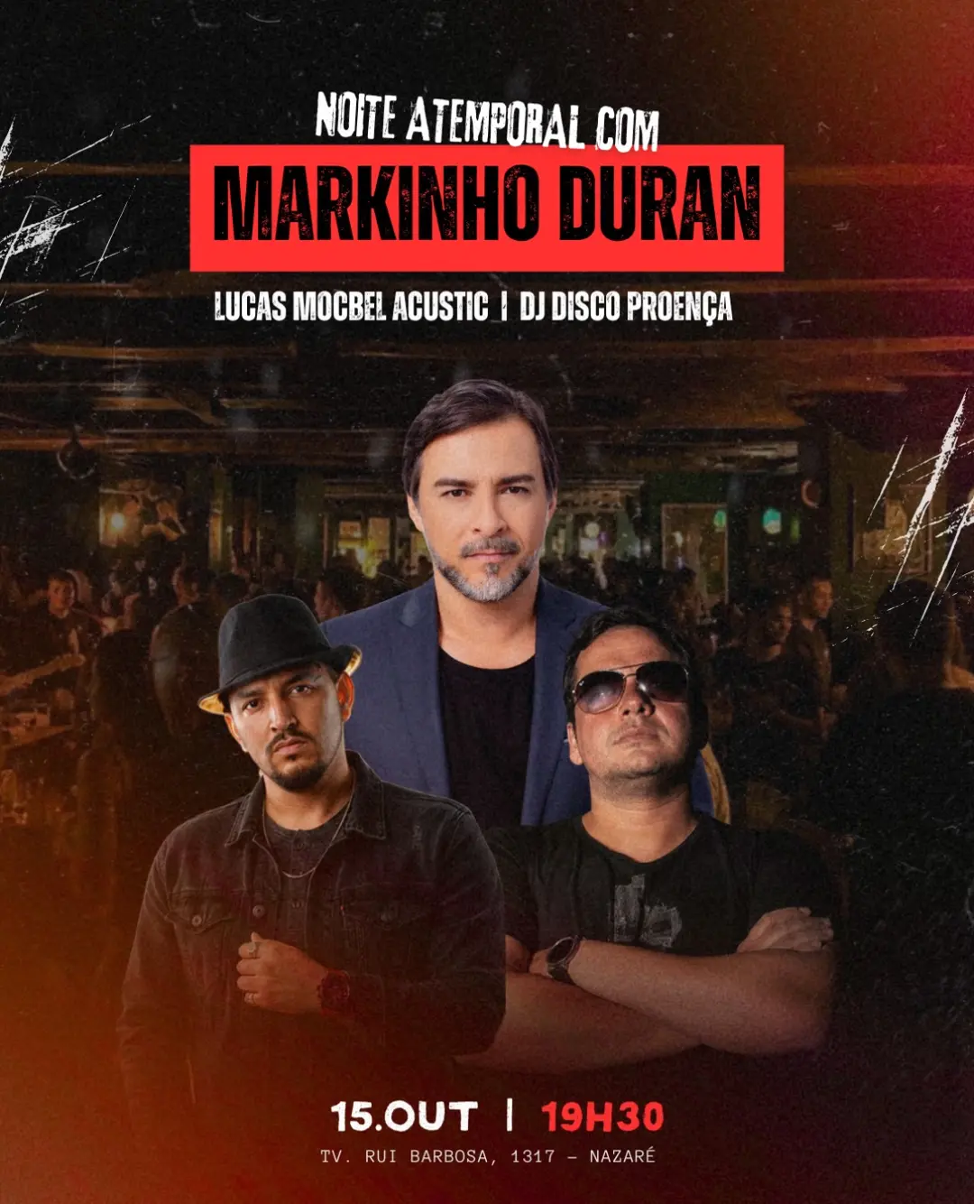 Flyer de Markinho Duran, Lucas Mocbel Acoustic e mais 1 artista