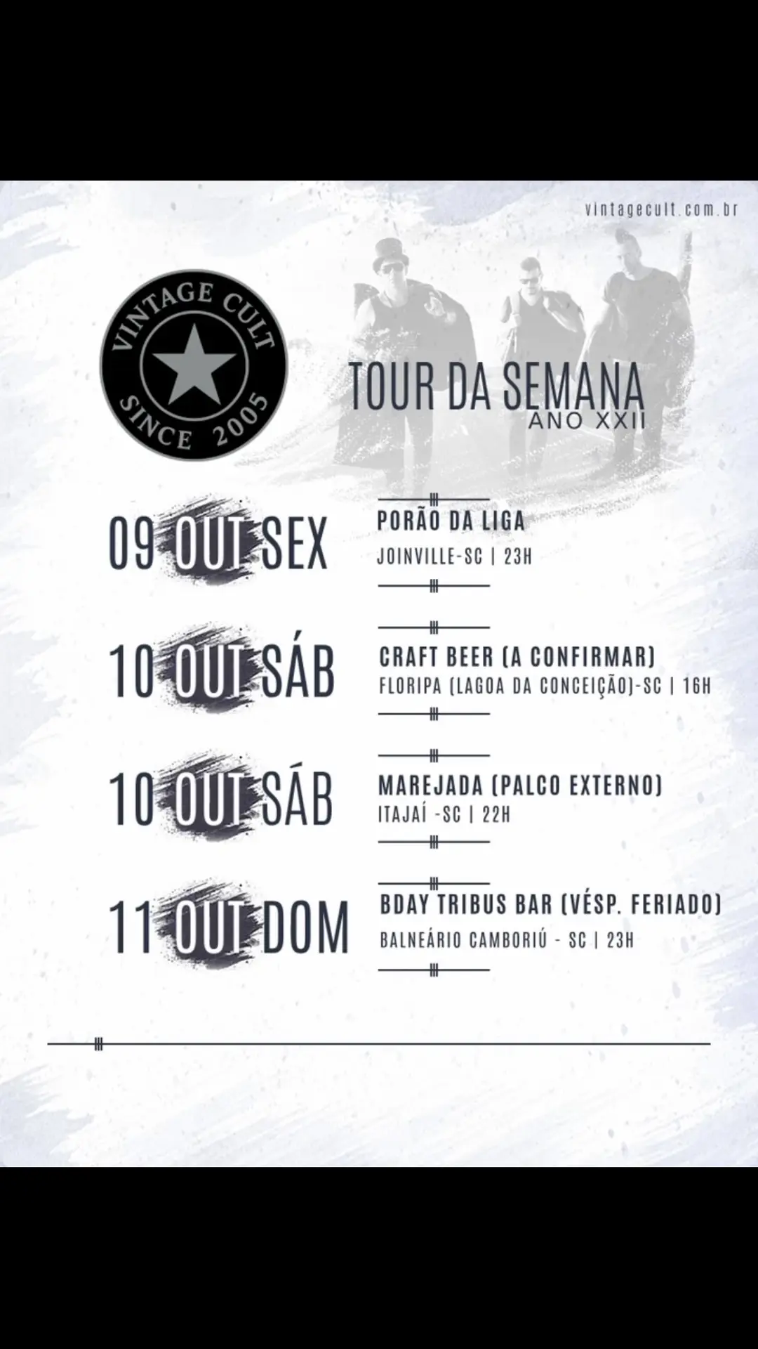 Flyer de Banda Vintage Cult e DJ Sergio Paralelo