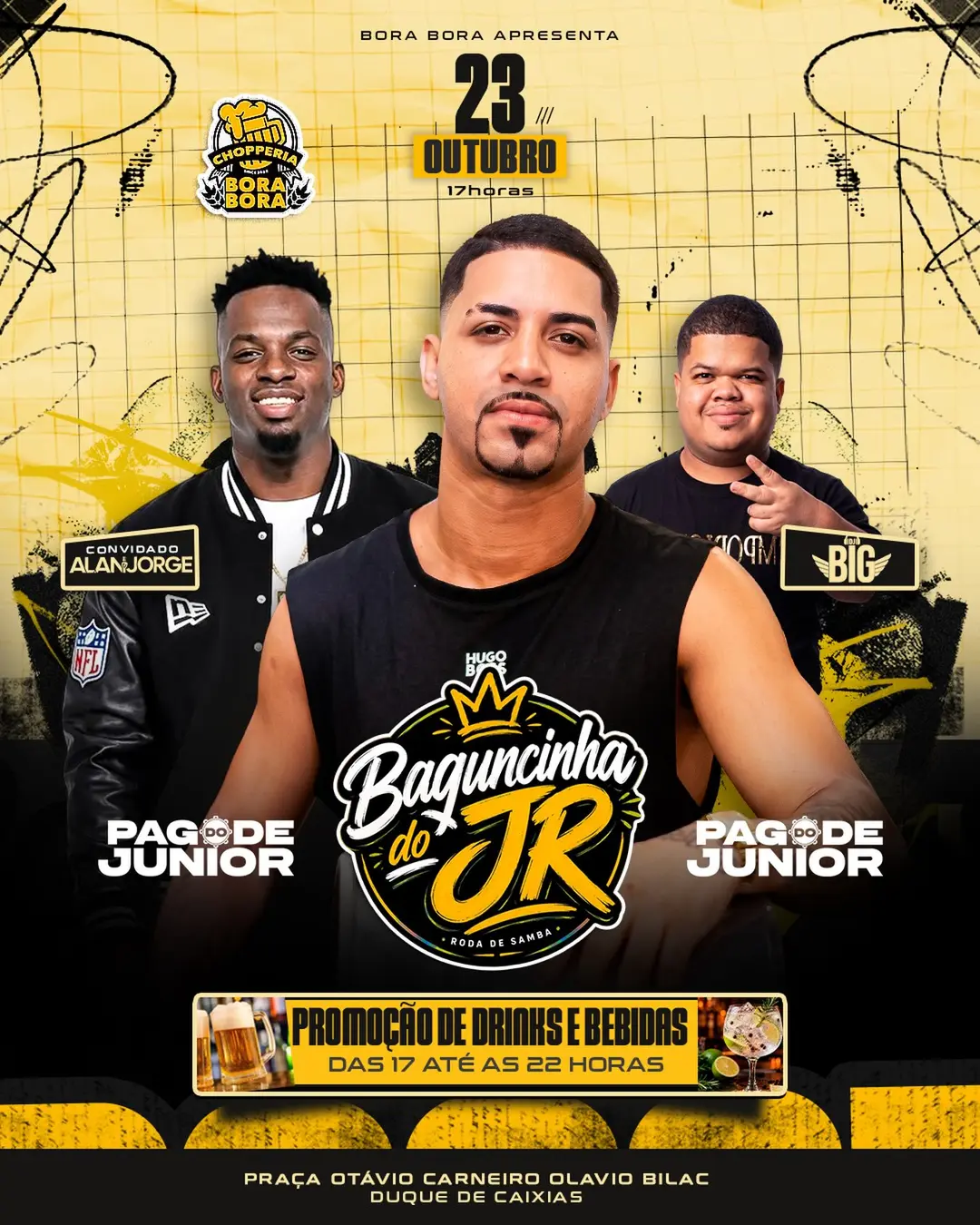 Flyer de Luiz Junior, Alan Jorge e DJ Big