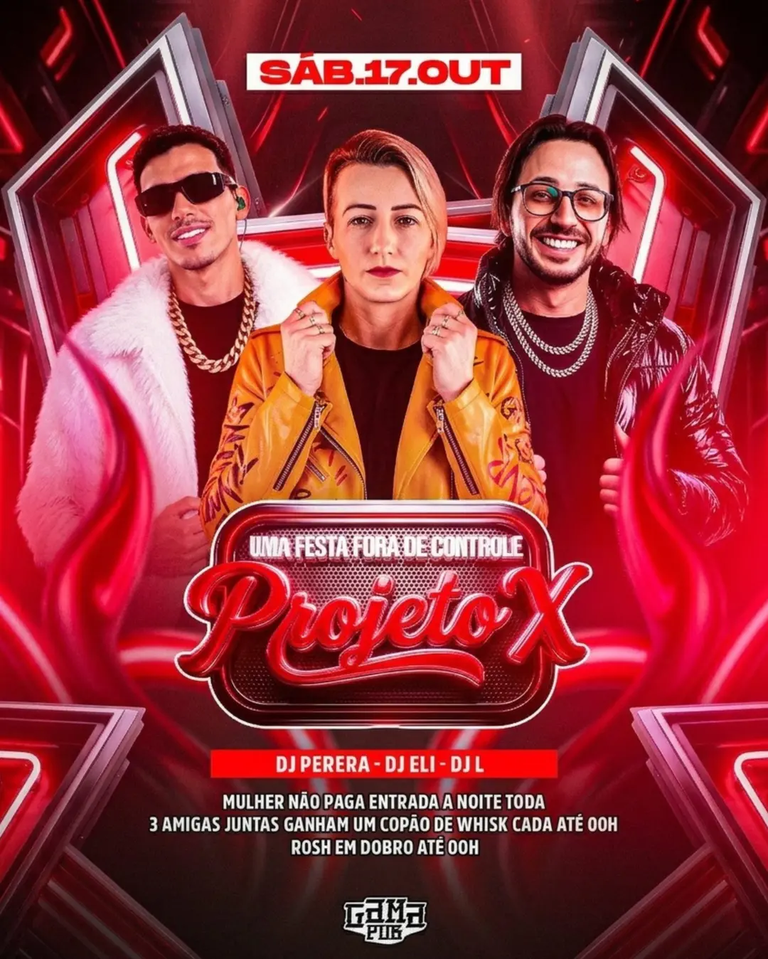 Flyer de DJ Perera, DJ Eli e Dj L