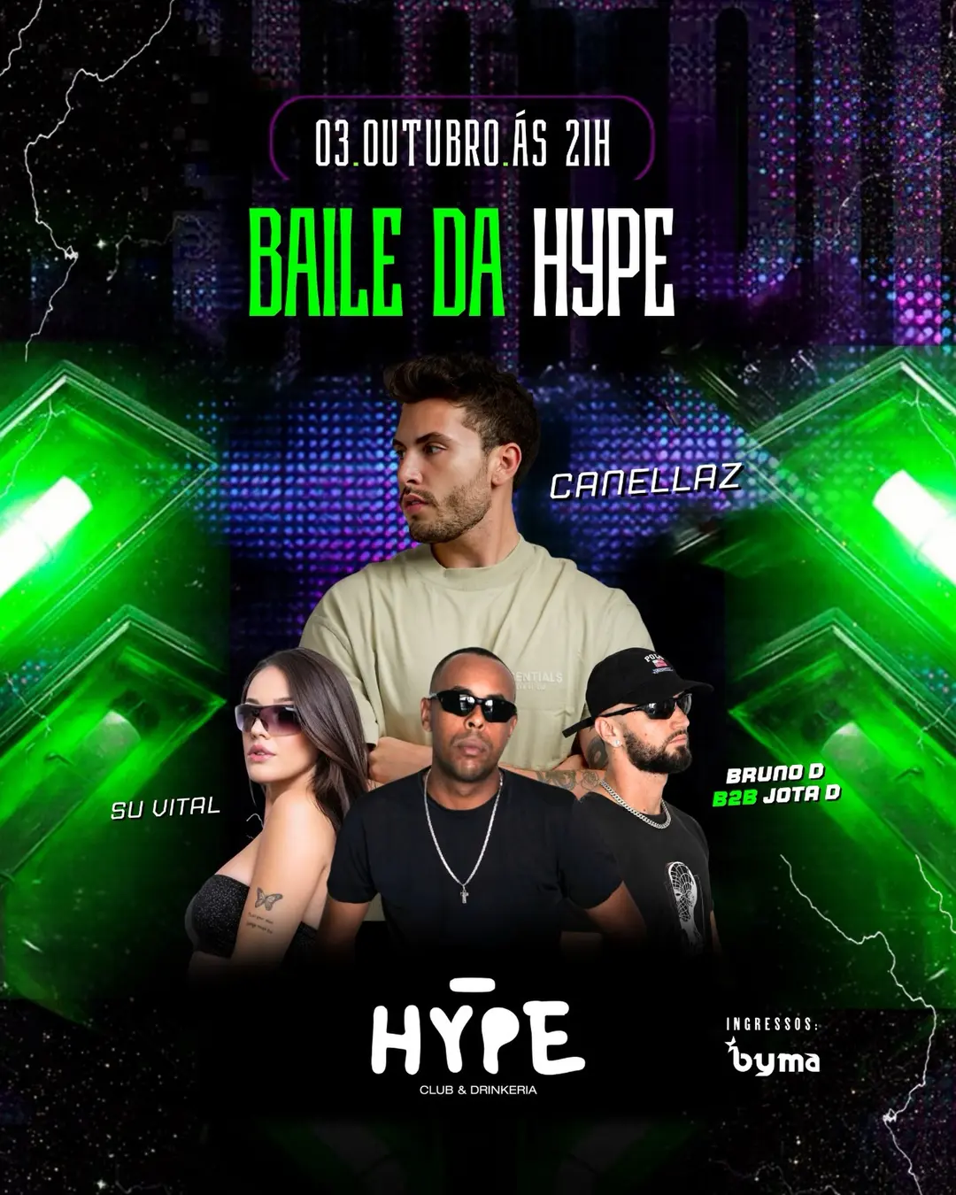 Flyer de DJ Canellaz, Su Vital, Bruno D e Jota D