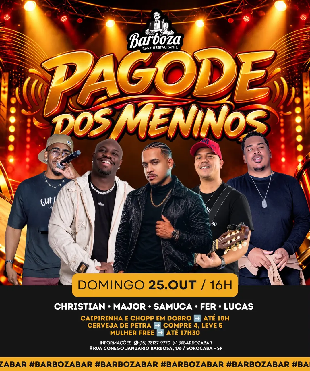 Flyer de Lucas Ervolino, Christian, Major, Samucá e Fer