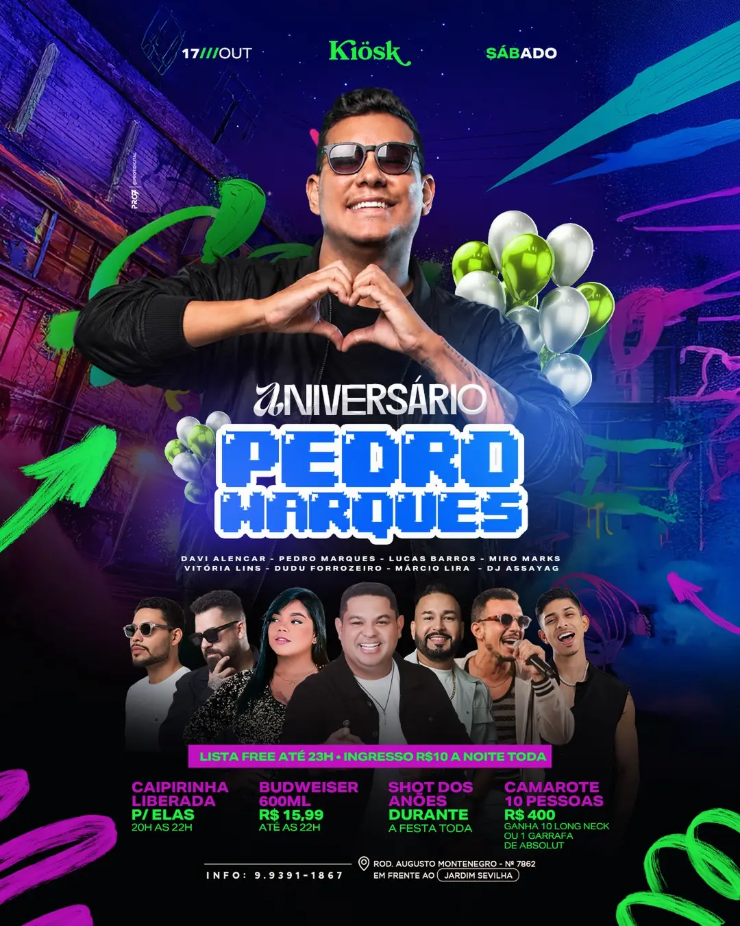 Flyer de Davi Alencar, Pedro Marques e mais 6 artistas