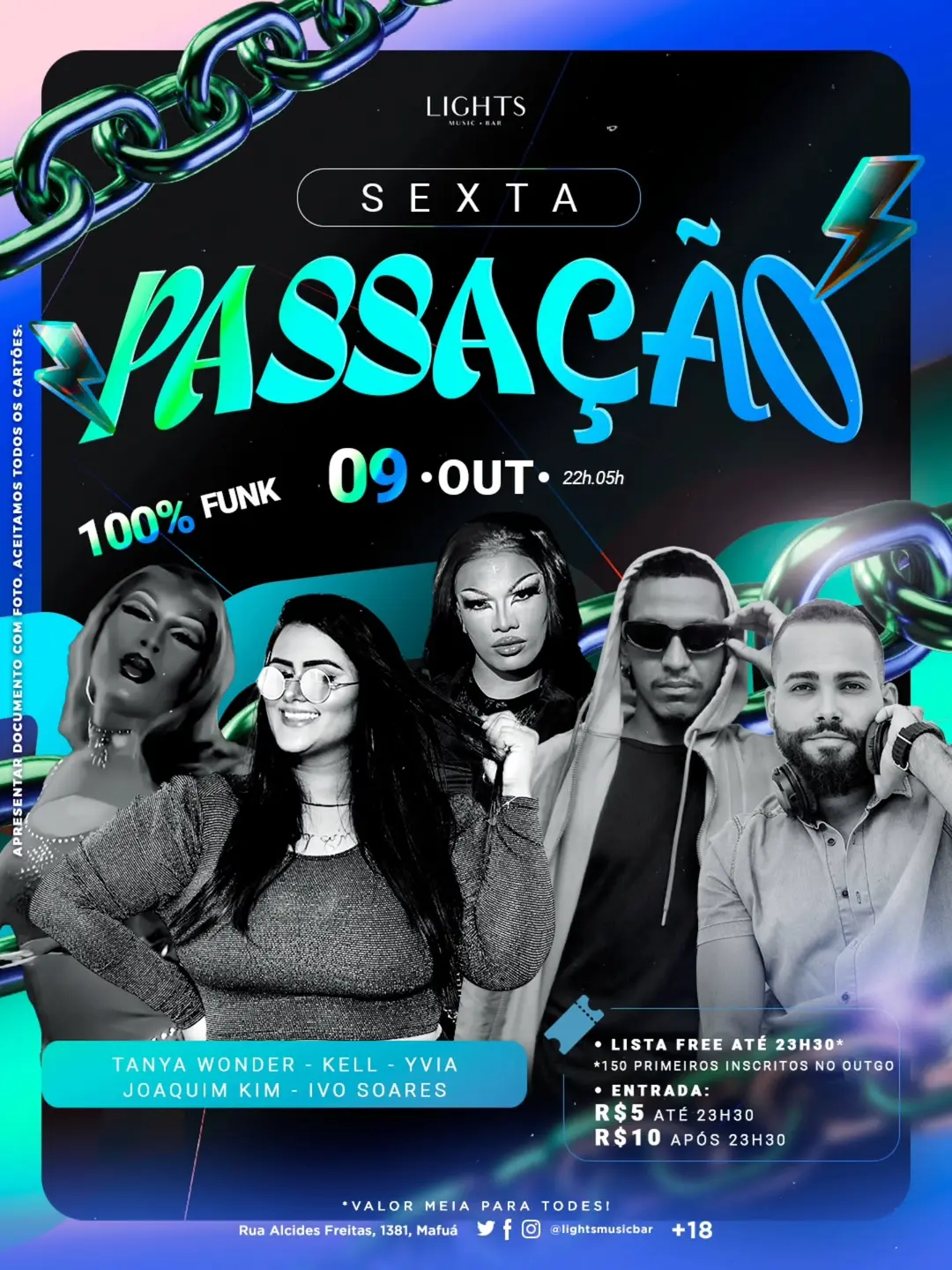 Flyer de TANYA WONDER, KELL, Yvia, Joaquim Kim e Ivo Soares