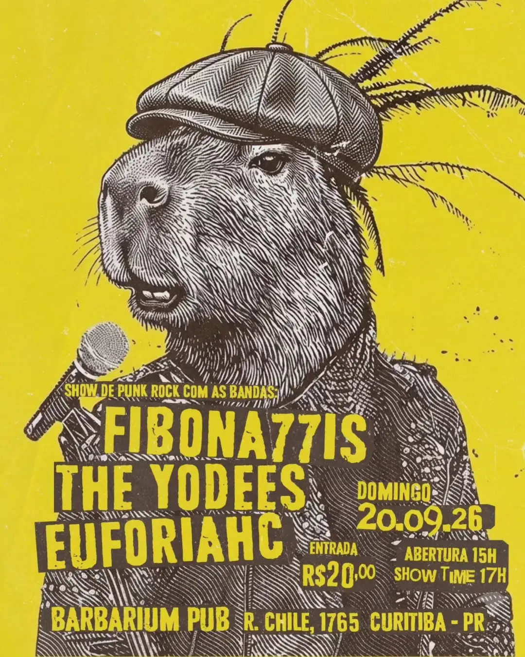 Flyer de Fibona77is, The Yodees, D!NAMO e mais 3 artistas