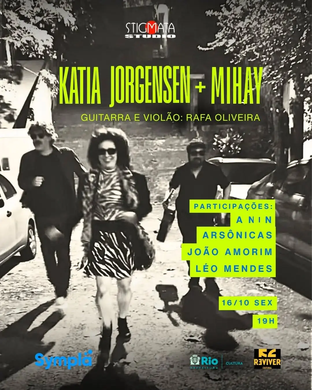 Flyer de Katia Jorgensen, Mihay, Arsonicas e mais 3 artistas