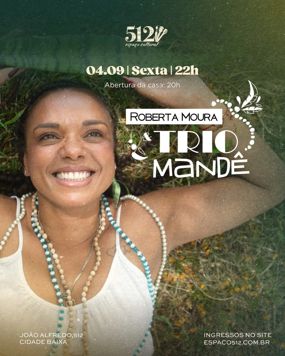 Flyer de Roberta Moura & Trio Mandê