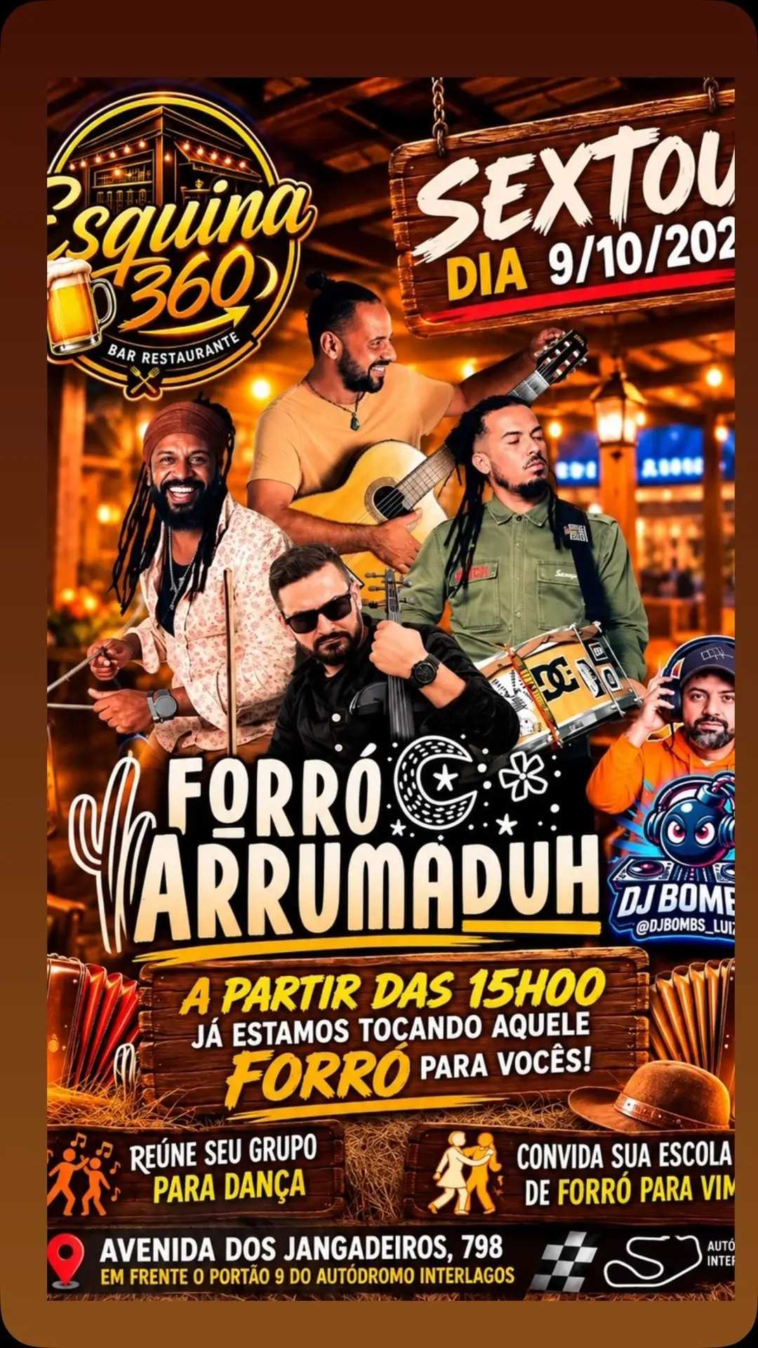 Flyer de Forró Arrumaduh e DJ Bombe