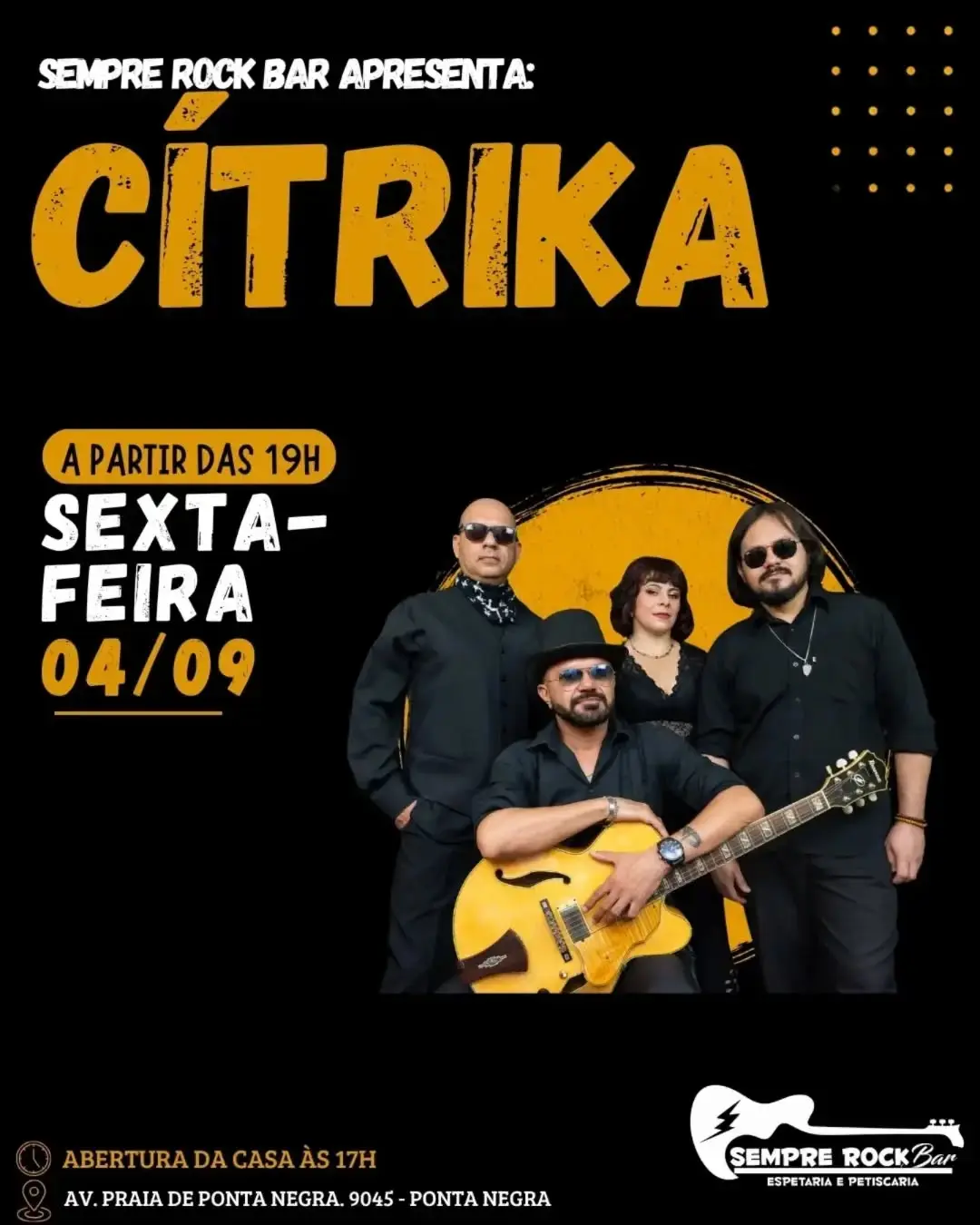 Flyer de Cítrika, Gustavo Cocentino, Moby Dick e mais 3 artistas
