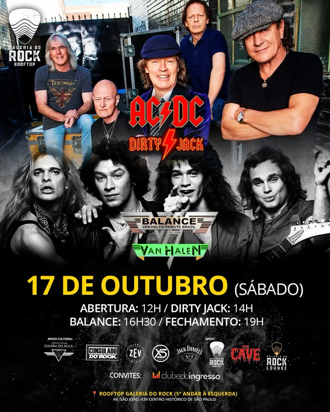 Flyer de Dirty Jack, Balance, AC/DC Dirty Jack e mais 1 artista
