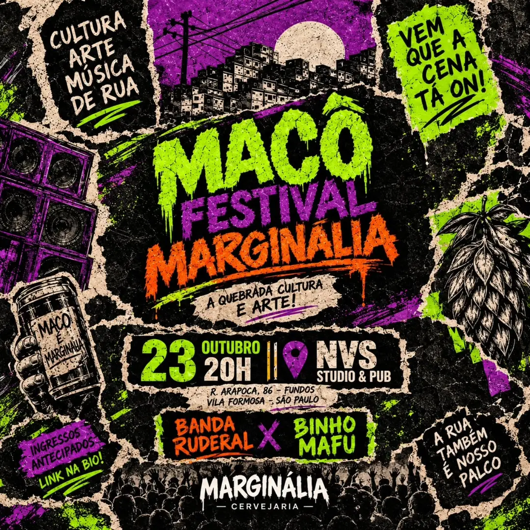 Flyer de Ruderal, Binho Mafu e mais 3 artistas
