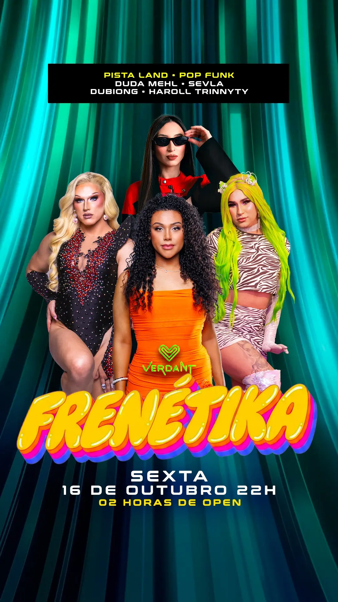 Flyer de Denner Mello, DJ Jotta Andrade e mais 6 artistas