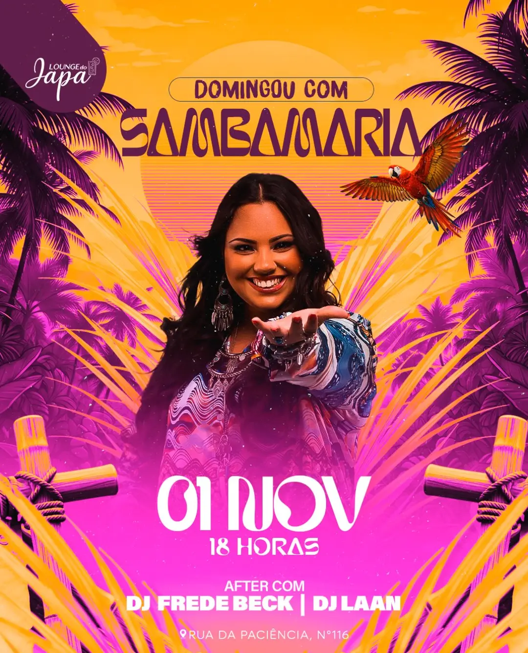 Flyer de Samba Maria, Frederico Beck e DJ Laan