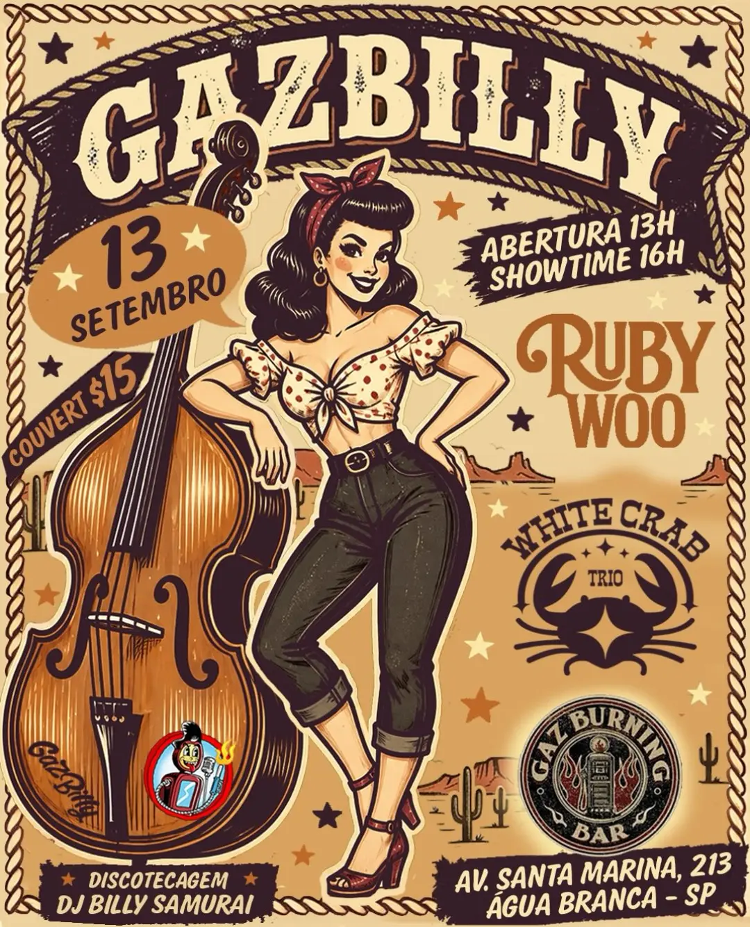 Flyer de Ruby Woo, White Crab Trio e mais 2 artistas