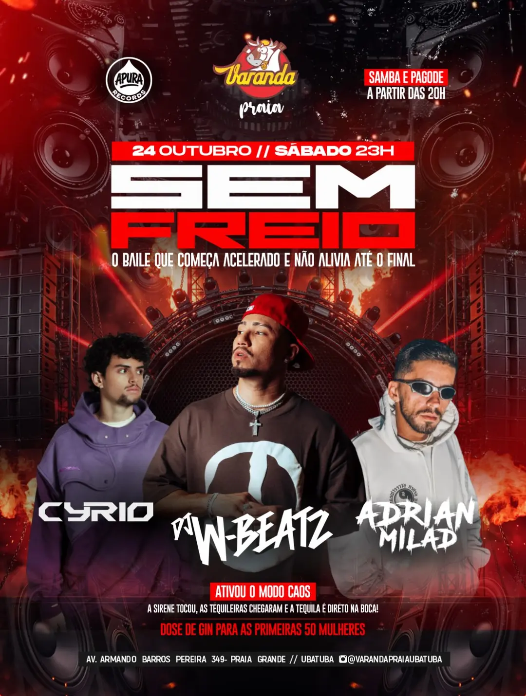 Flyer de Cyrio, DJ W-Beatz e Adrian Milad