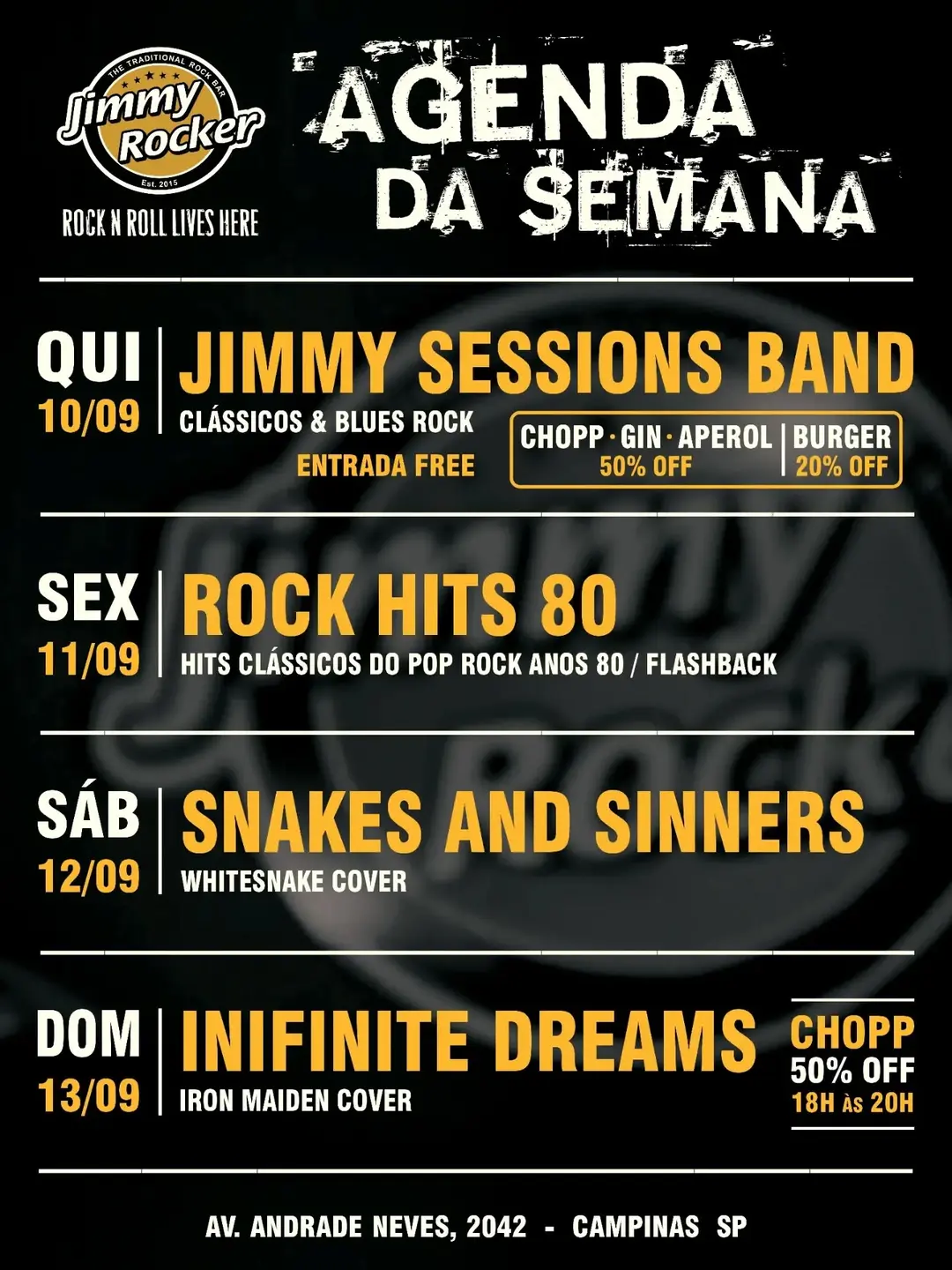 Flyer de Jimmy Sessions Band