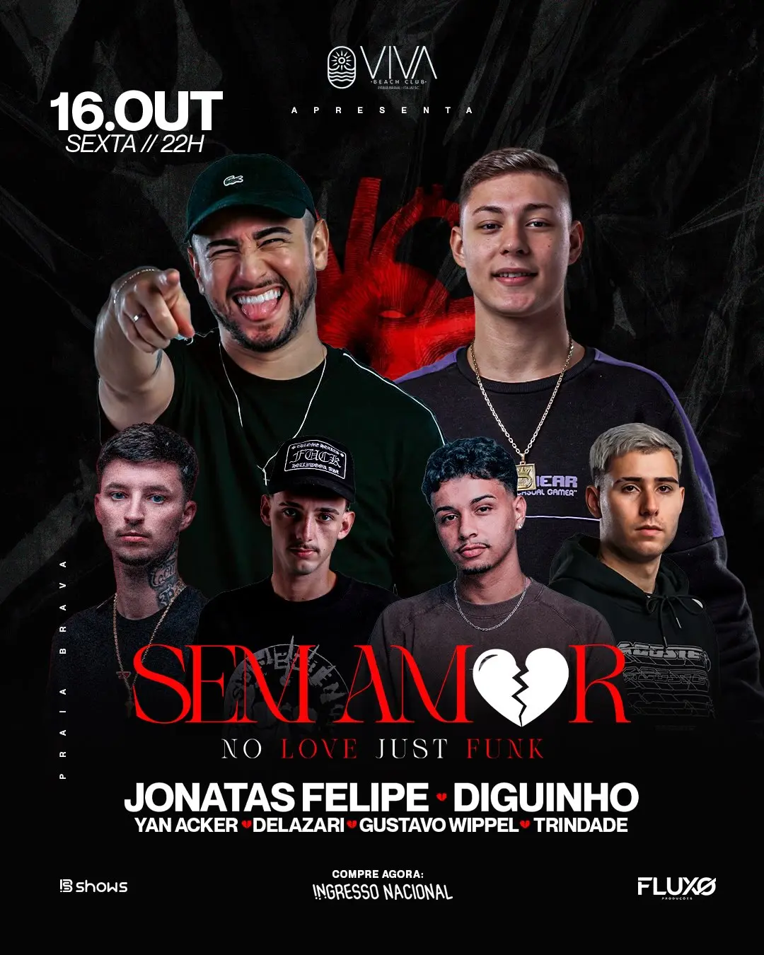 Flyer de Jonatas Felipe, Yan Acker e mais 6 artistas