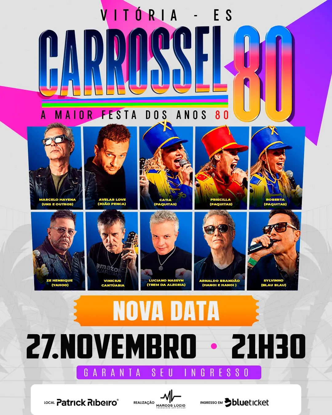 Flyer de Marcelo Hayena, Avelar Love, Paquitas e mais 5 artistas