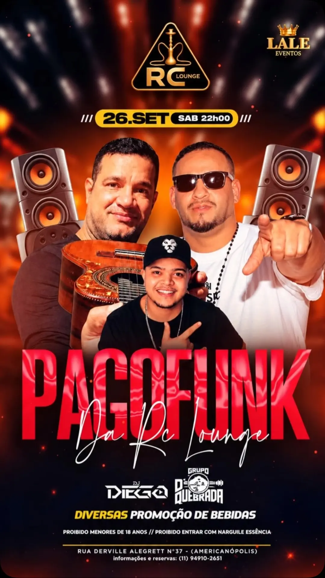 Flyer de Diego Fernandes, Pagode ao vivo e Grupo De Quebrada