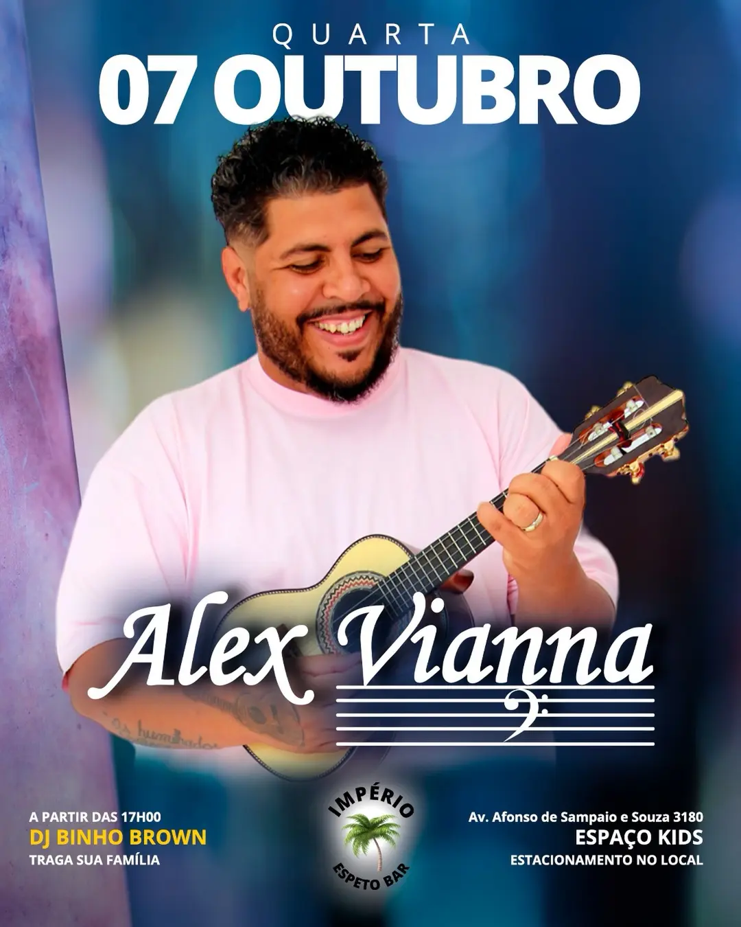 Flyer de Alex Vianna e DJ Binho Brown