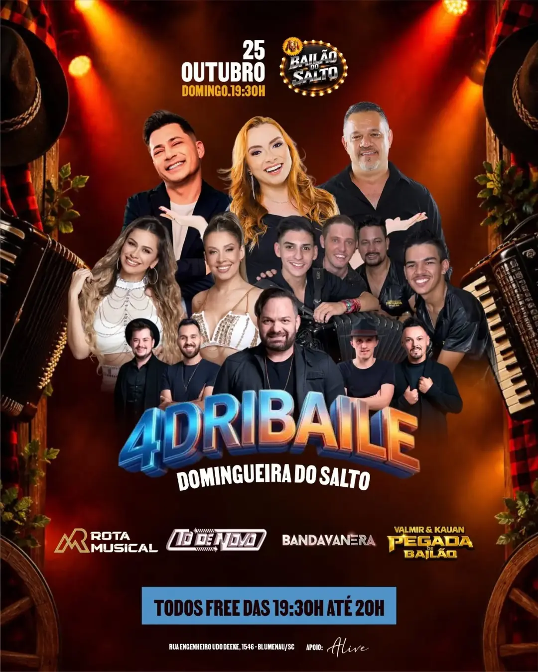 Flyer de Banda Vanera, Rota Musical, To de Novo e Valmir & Kauan