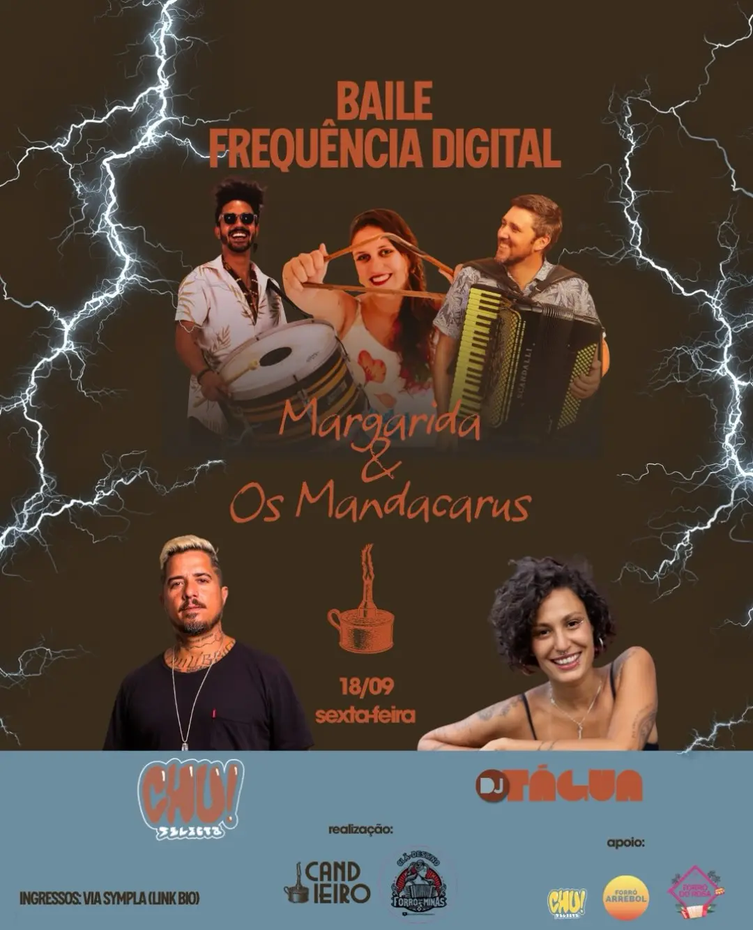 Flyer de DJ Tágua, DJ Chu Selecta e mais 1 artista
