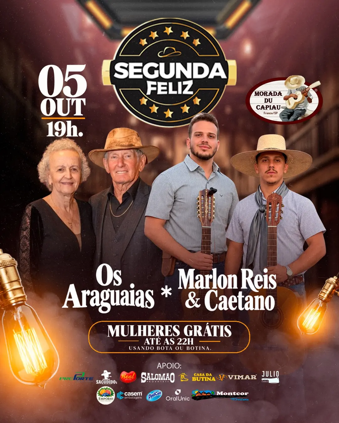 Flyer de Os Araguaias e Marlon Reis e Caetano