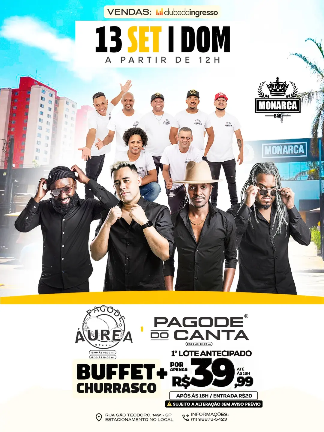Flyer de Pagode do Canta, Pagode do Áurea Oficial e Pagode Áurea