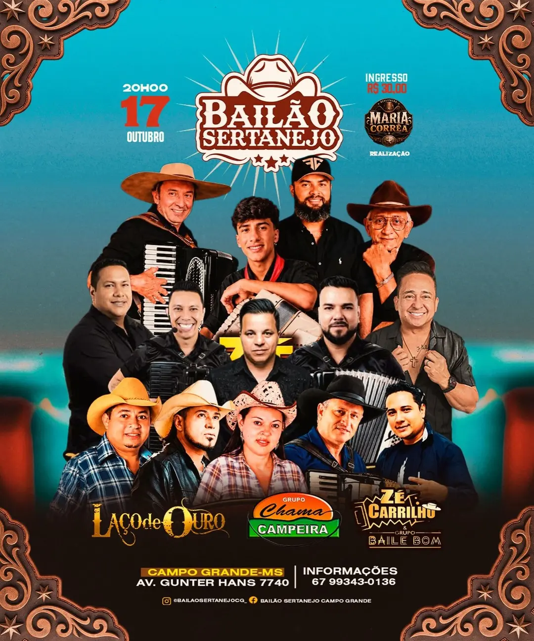 Flyer de Laço de Ouro, Grupo Chama CAMPEIRA e mais 1 artista