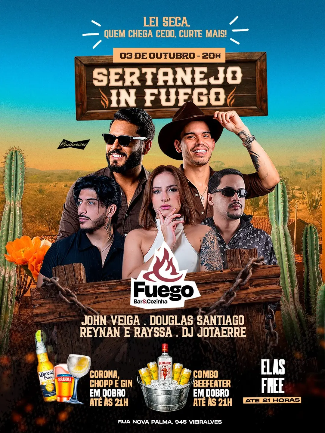 Flyer de John Veiga, Douglas Santiago e mais 2 artistas
