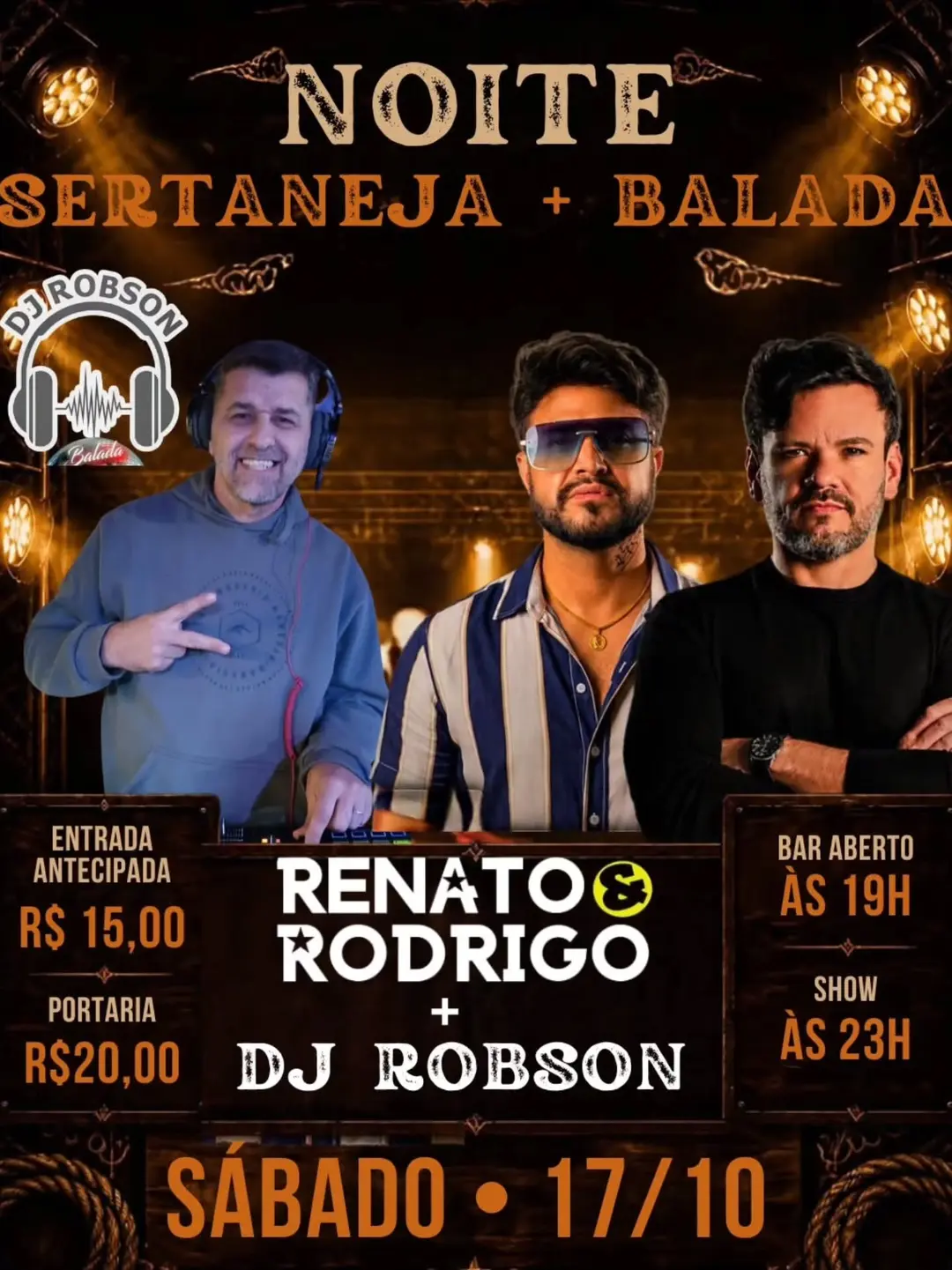 Flyer de Renato & Rodrigo e DJ ROBSON