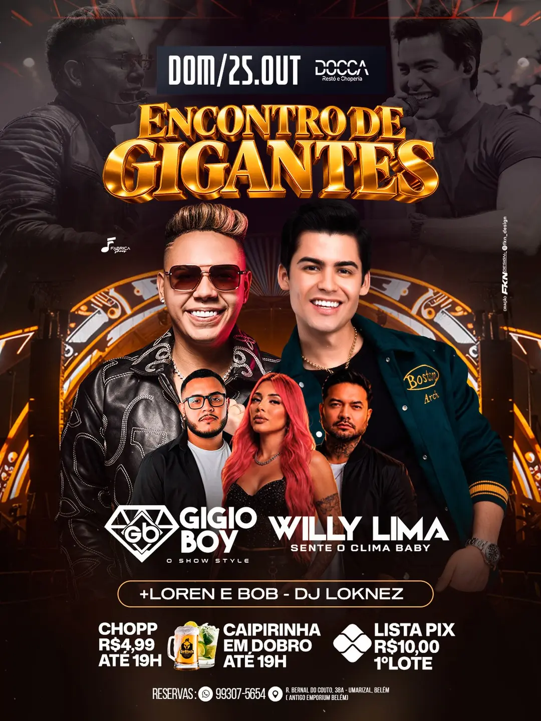Flyer de Willy Lima, GigioBoy, Loren & Bob e DJ Loknez