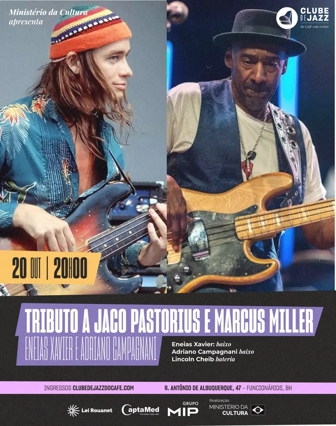 Flyer de Eneias Xavier, Adriano Campagnani e Lincoln Cheib