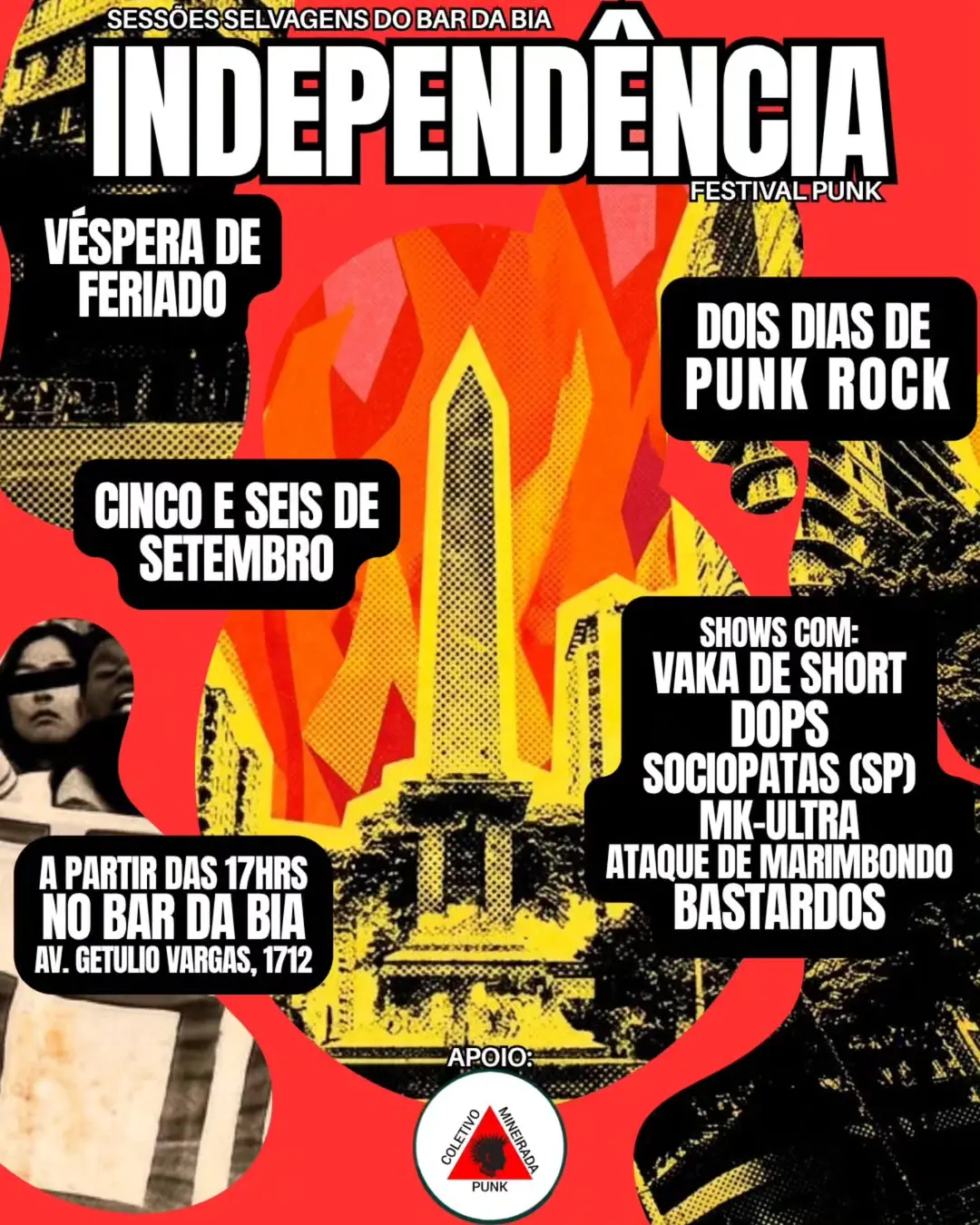Flyer de Sociopatas, Vaka de Short, DOPS e mais 3 artistas