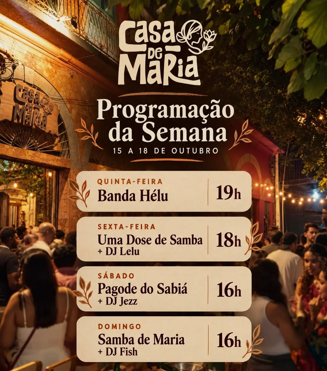 Flyer de DJ Fish Brasil e Samba de Maria