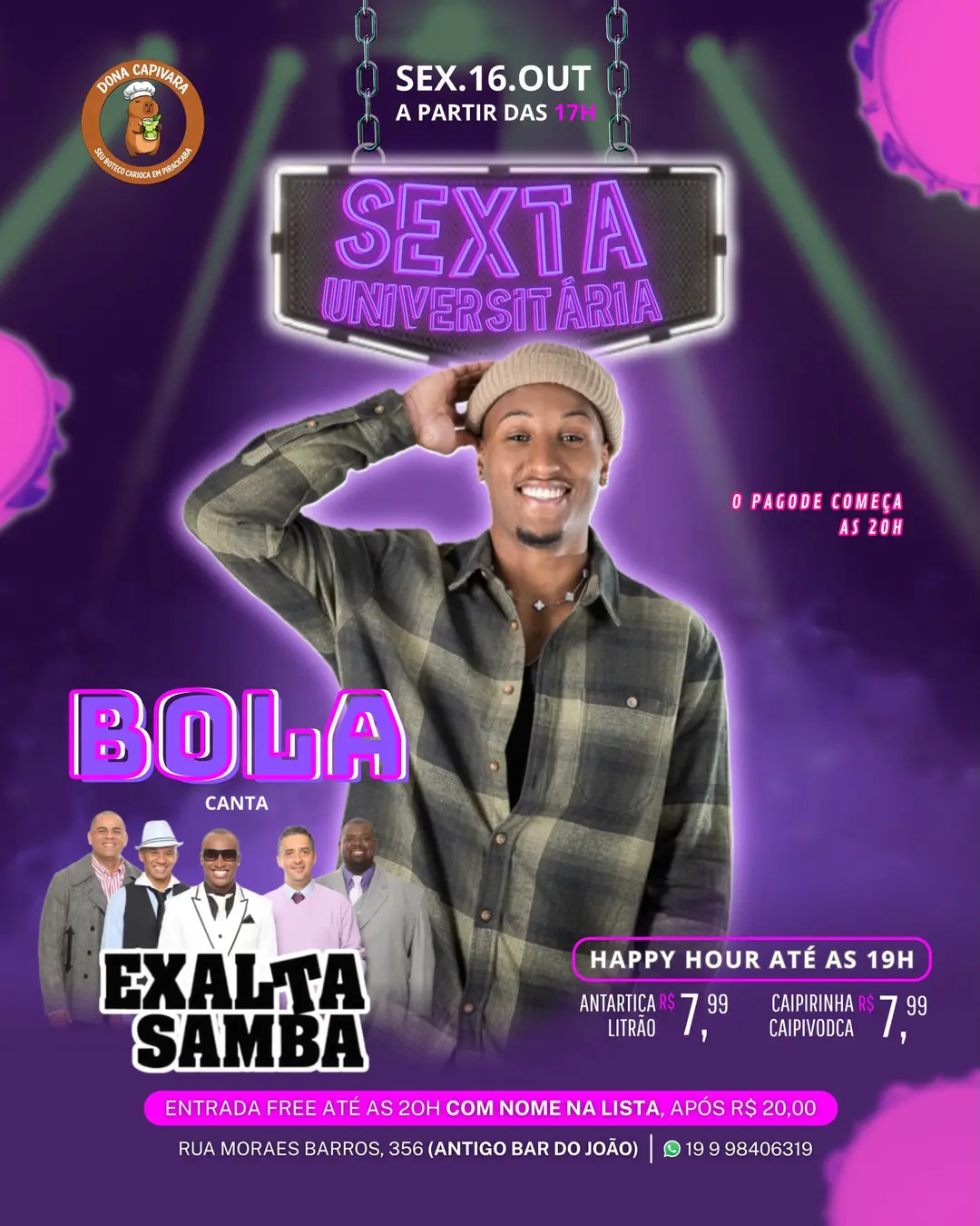 Flyer de Bola Canta Exalta Samba
