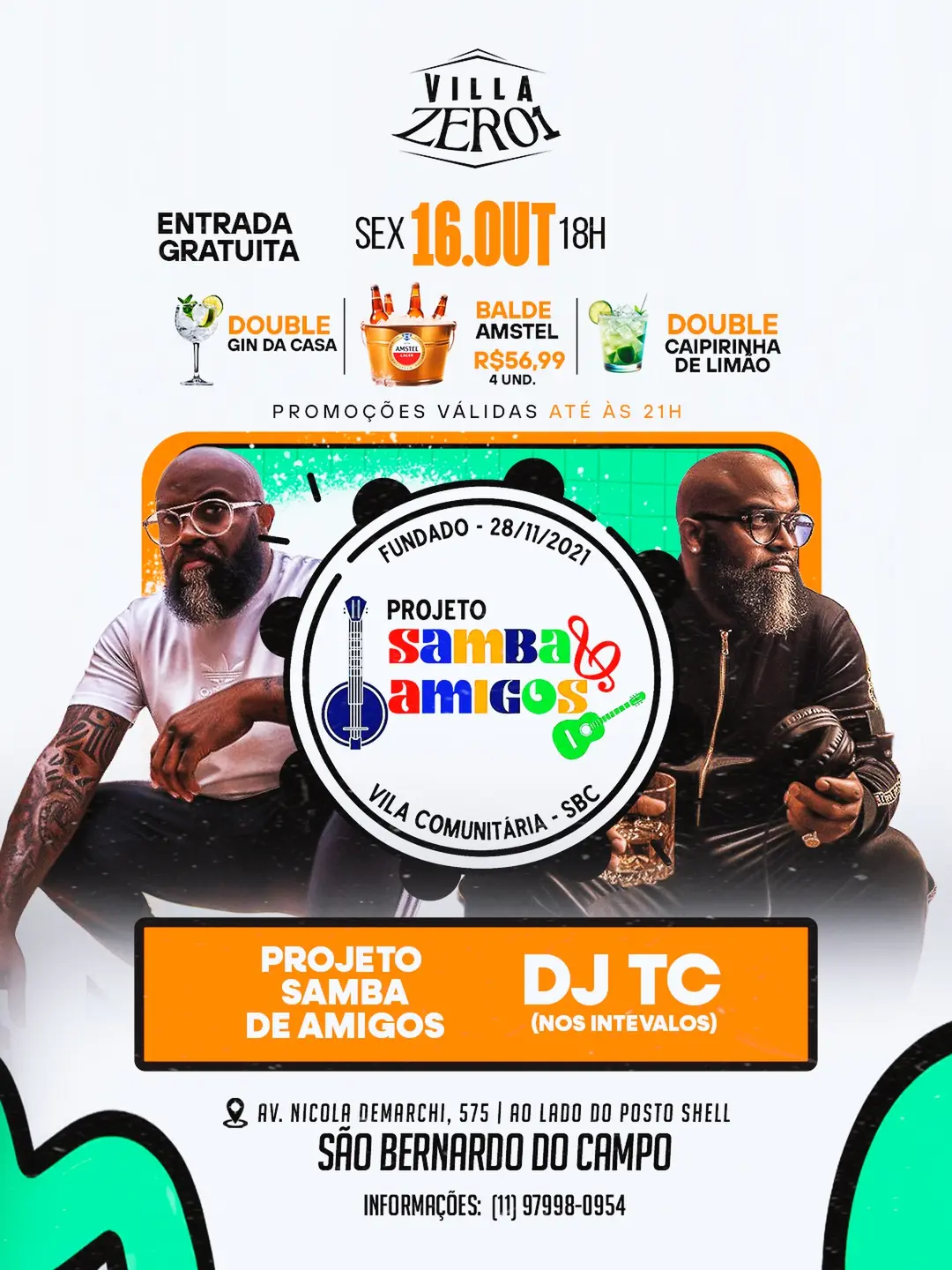 Flyer de Samba e amigos e DJ TC