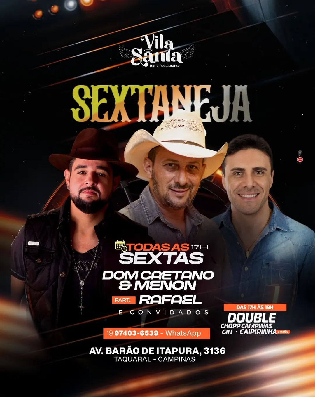 Flyer de Adriano Martins & Rafael e Dom Caetano e Menon