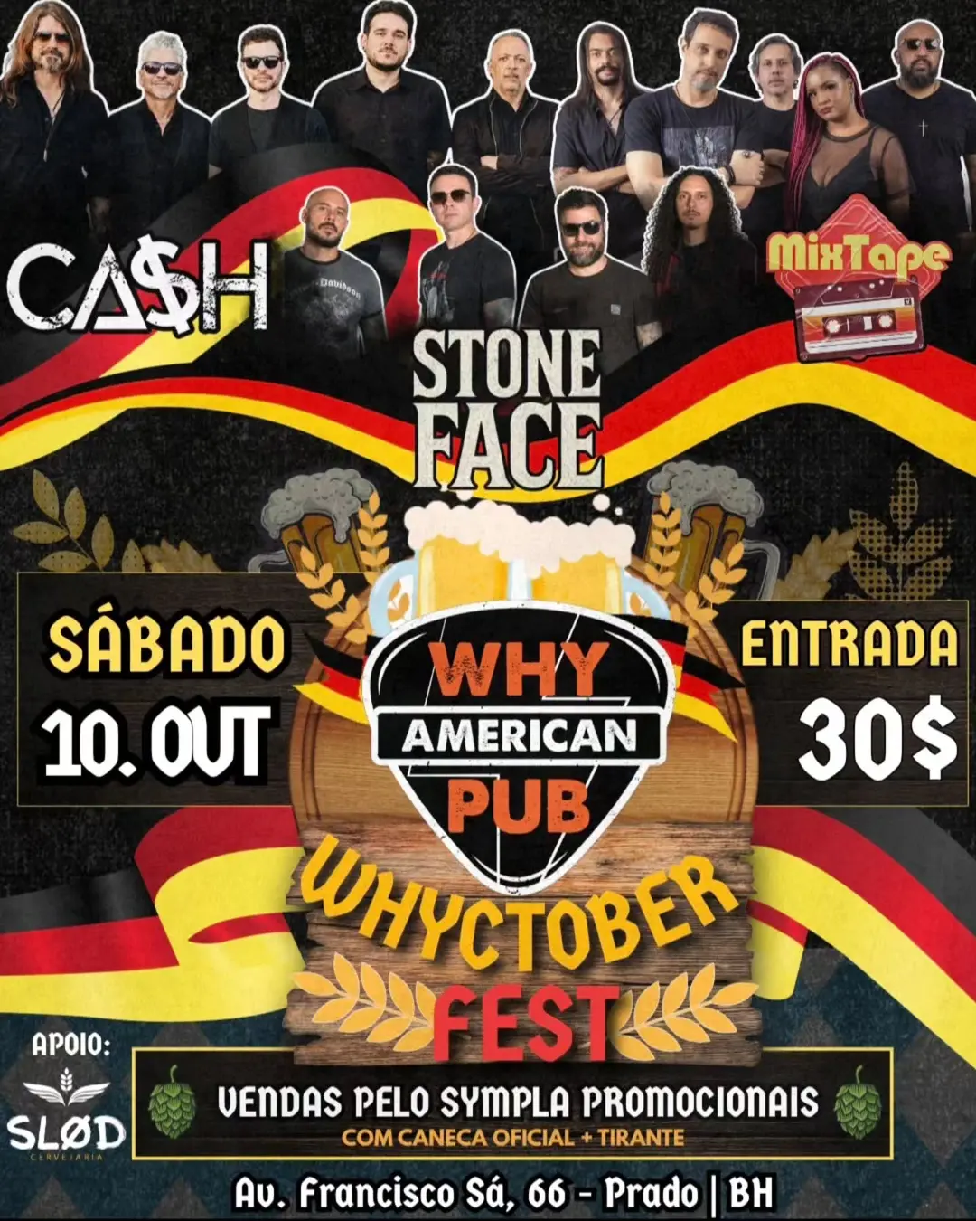 Flyer de Banda Stone Face, CA$H e MixTape