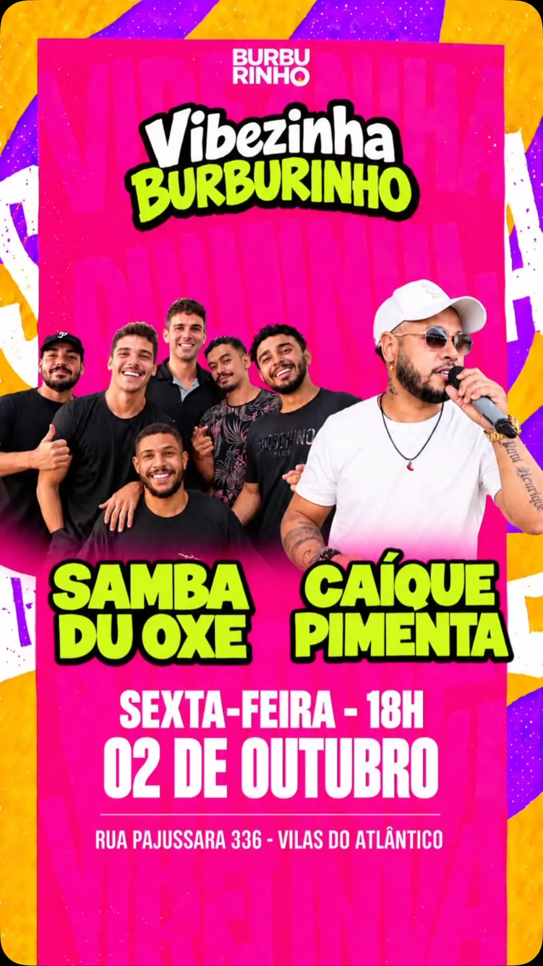 Flyer de Caique Pimenta e Samba du Oxe