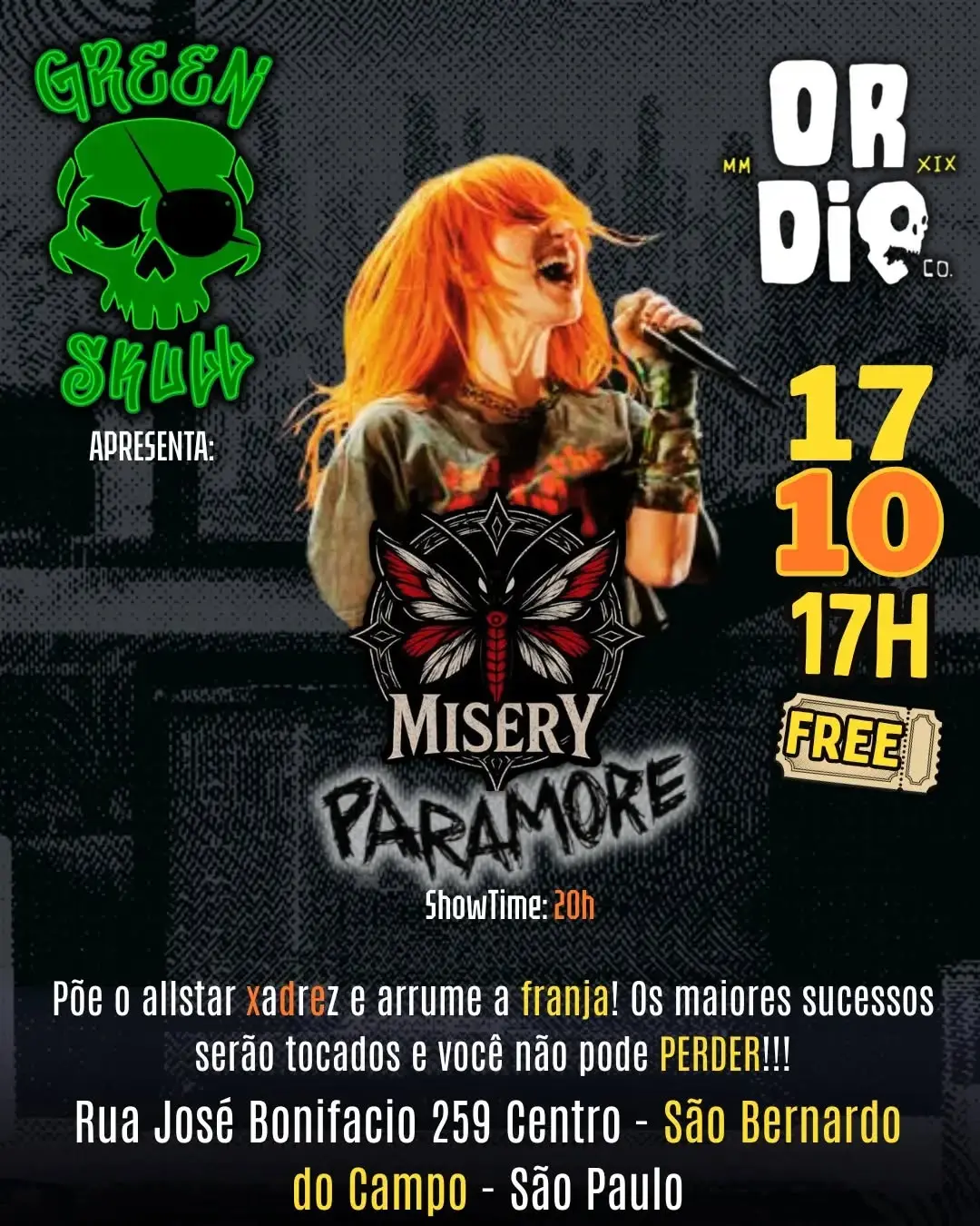 Flyer de Misery Business e Misery