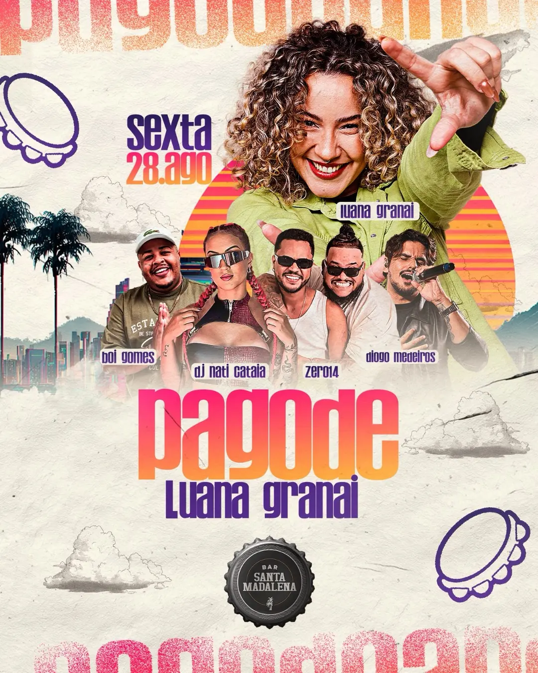 Flyer de Boi Gomes, Zero 14, DJ Nati Cataia e mais 2 artistas