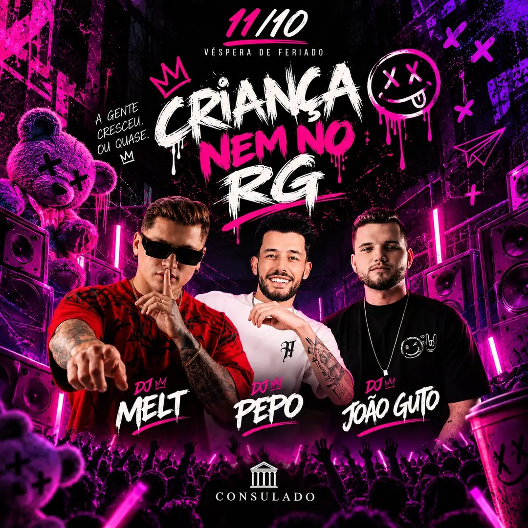 Flyer de Melt, Pepo e DJ João Guto