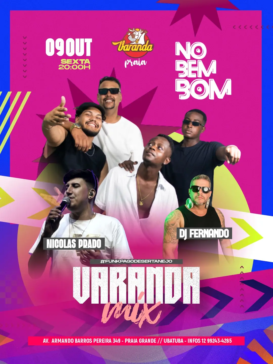 Flyer de NBB, Nicolas Prado e DJ Fernando